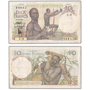 SOLD French West Africa 1946 10 Ten Francs Note P #37 - VF