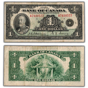 SOLD $1 1935 Bank of Canada Note English Text Series A BC-1 - Fine