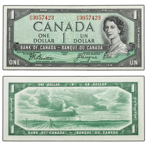 SOLD $1 1954 Bank of Canada Note Devil Face R/A Prefix BC-29b - VF/EF
