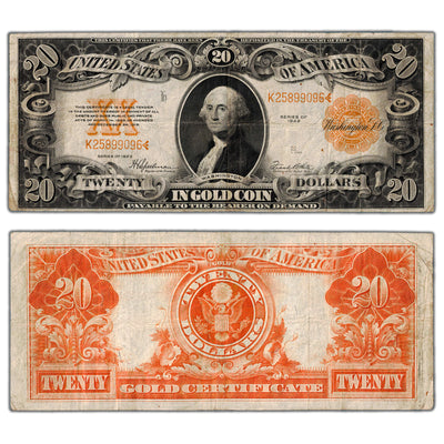 SOLD United States 1922 $20 Twenty Dollars Gold Certificate Note - Circulated