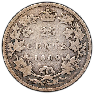 SOLD Canada 1889 25 Cents Quarter Silver Coin - G-4