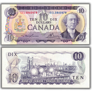SOLD $10 1971 Bank of Canada Note Lawson-Bouey EEL Prefix BC-49c-i - AU-58