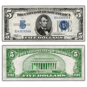SOLD United States 1934 $5 Silver Certificate Note Fr #1650 - UNC