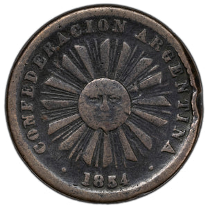 SOLD Argentina 1854 One Centavo Coin KM #23