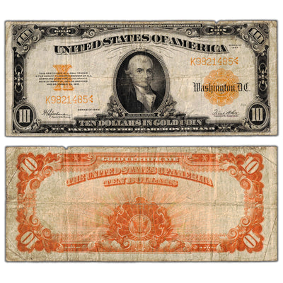 SOLD United States 1922 $10 Ten Dollars Gold Certificate Note Fr. 1173 - Circulated