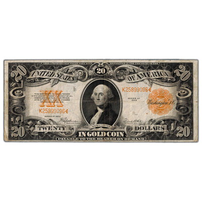 SOLD United States 1922 $20 Twenty Dollars Gold Certificate Note - Circulated