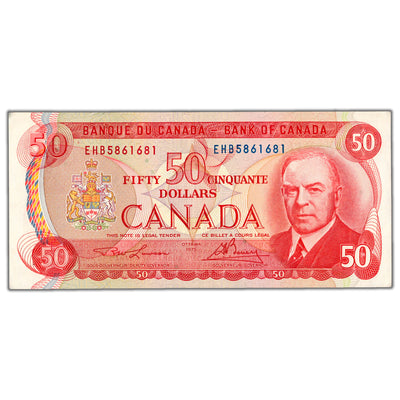 $50 1975 Bank of Canada Note Lawson-Bouey EHB Prefix BC-51a-i - AU+