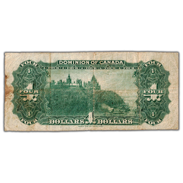 SOLD $4 1900 Dominion of Canada Note DC-16 - Fine+ (minor pinholes/bac ...