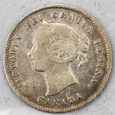 Canada 1874-H Crosslet 4 5 Cents Silver Coin - ICCS F-12