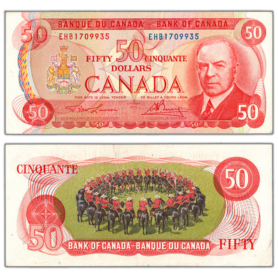 SOLD $50 1975 Bank of Canada Note Lawson-Bouey EHB Prefix BC-51a-i - EF+