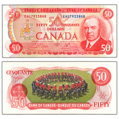 $50 1975 Bank of Canada Note Crow-Bouey EHG Prefix BC-51b - AU+