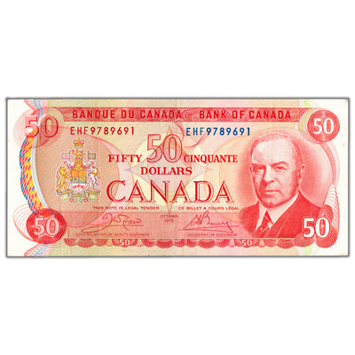 SOLD $50 1975 Bank of Canada Note Crow-Bouey EHF Prefix BC-51b - EF