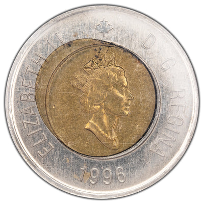 SOLD Canada 1996 $2 Two Dollars Toonie Error Coin - CCCS MS-62 Off Centre Core