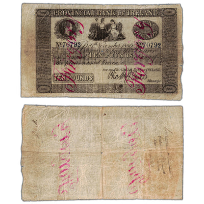Ireland Provincial Bank 1880 10 Ten Pounds Note - Contemporary Forgery