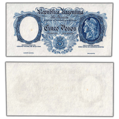 SOLD Argentina ND (c.1930's) 5 Pesos Note P #249B - Proof