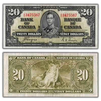 $20 1937 Bank of Canada Note Coyne-Towers K/E Prefix BC-25c - VF