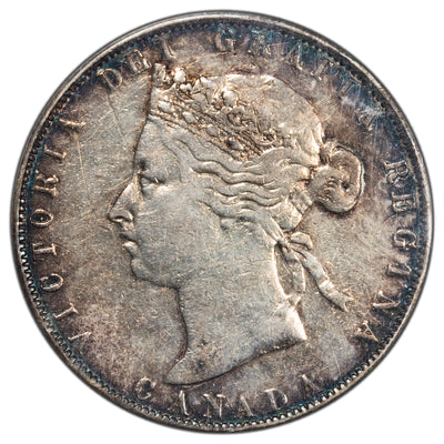 Canada 1871 50 Cents Half Dollar Silver Coin - VF-20 (harshly cleaned)
