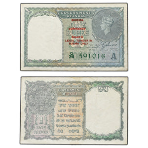 SOLD Burma On India 1940 (1947) 1 One Rupee Note P #30 - VF+