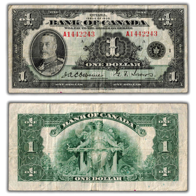 $1 1935 Bank of Canada Note English Text Series A BC-1 - F/VF