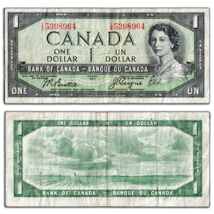 SOLD $1 1954 Bank of Canada Note Devil Face I/A Prefix BC-29b - Pinholes