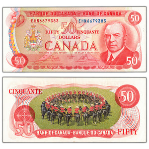 SOLD $50 1975 Bank of Canada Note Crow-Bouey EHN Prefix BC-51b - EF+