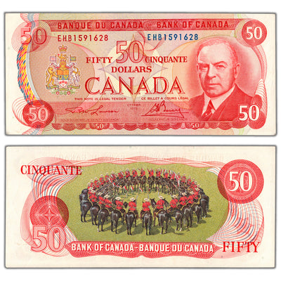 $50 1975 Bank of Canada Note Lawson-Bouey EHB Prefix BC-51a-i - AU