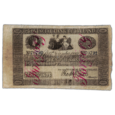 Ireland Provincial Bank 1880 10 Ten Pounds Note - Contemporary Forgery