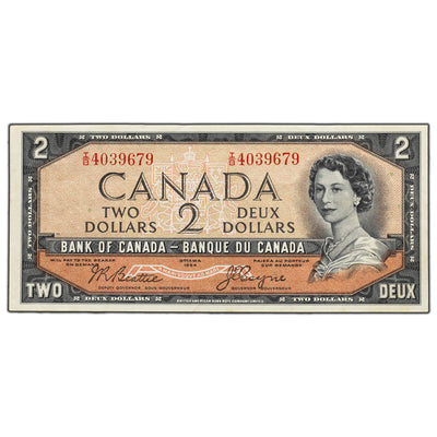 SOLD $2 1954 Bank of Canada Note Devil Face I/B Prefix BC-30b - EF