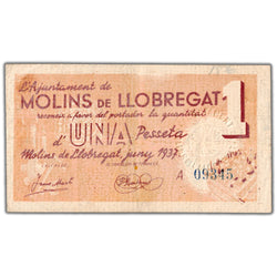 Spain Molins de Llobregat 1937 1 Pesseta Note - Circulated