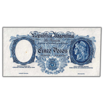 SOLD Argentina ND (c.1930's) 5 Pesos Note P #249B - Proof