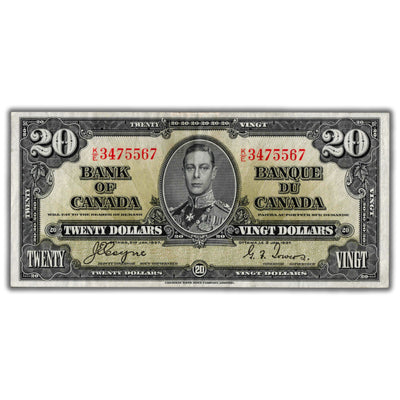 $20 1937 Bank of Canada Note Coyne-Towers K/E Prefix BC-25c - VF