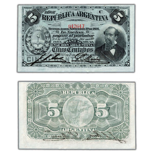 SOLD Argentina 1891 5 Five Centavos Note P #209 - AU+