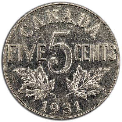Canada 1931 5 Cents Nickel Coin - Extra Fine
