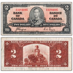 $2 1937 Bank of Canada Note Coyne-Towers C/R Prefix BC-22c - VF
