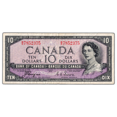 $10 1954 Bank of Canada Note Devil Face B/D Prefix BC-32a - VF