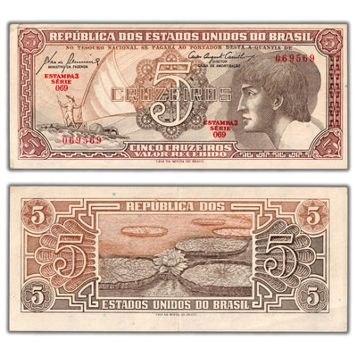 SOLD Brazil ND (1961) 5 Cruzeiros Note P #166a