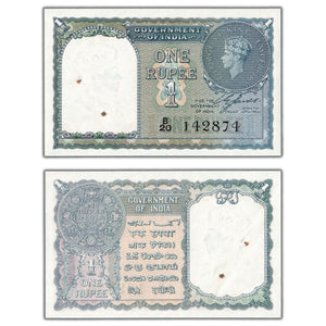 SOLD India 1940 1 One Rupee Note P #25a - AU (staple hole)