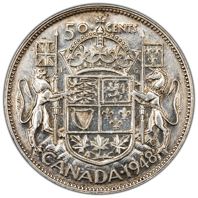 SOLD Canada 1948 50 Cents Half Dollar Silver Coin - Very Fine