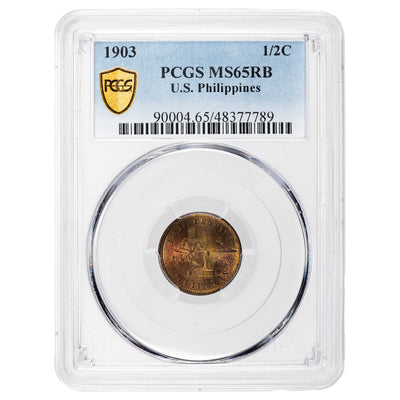 SOLD Philippines 1903 1/2 Half Centavo Coin - PCGS MS-65 RB