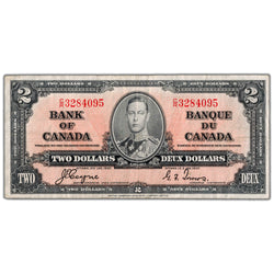 $2 1937 Bank of Canada Note Coyne-Towers C/R Prefix BC-22c - VF