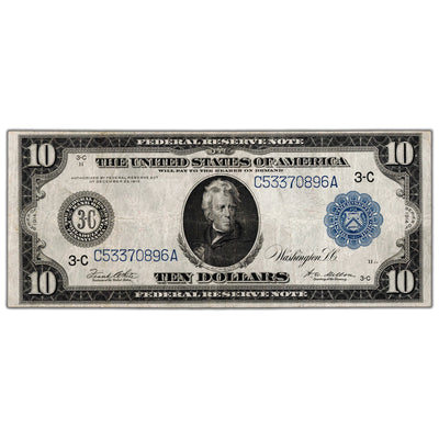 United States 1914 $10 Philadelphia Federal Reserve Note - VF