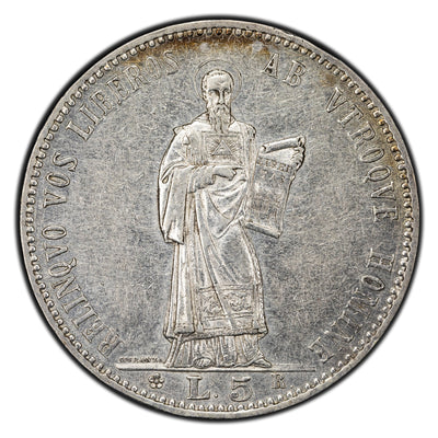SOLD San Marino 1898 5 Lire Silver Coin KM #6 - One Year Type!