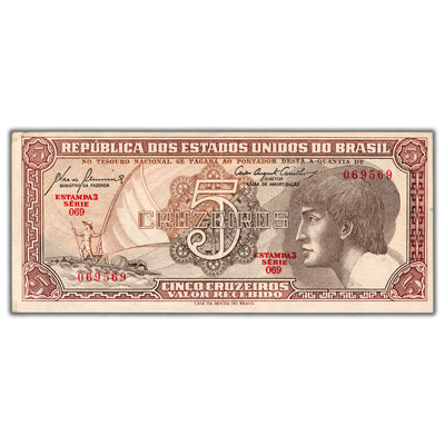 SOLD Brazil ND (1961) 5 Cruzeiros Note P #166a