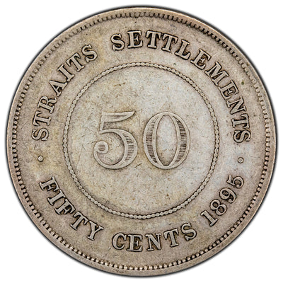 SOLD Straits Settlements 1895 50 Cents Silver Coin