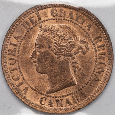SOLD Canada 1886 Obverse 1 Large Cent Coin - ICCS MS-64 Red (lacquer)