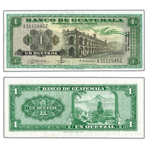 SOLD Guatemala 1968 1 One Quetzal Note P #52e - Nice VF