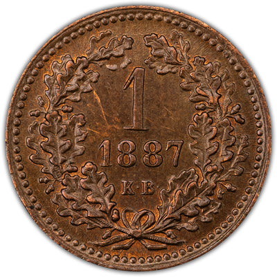 Hungary 1887-KB 1 Kreuzer Coin KM #458