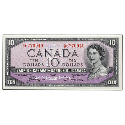 SOLD $10 1954 Bank of Canada Note Devil Face A/D Prefix BC-32a - AU