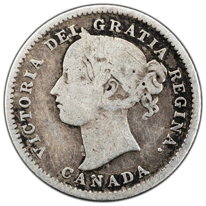 SOLD Canada 1875-H 10 Cents Dime Silver Coin - Key Date - VG-8