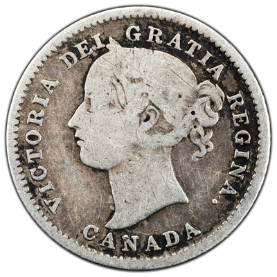 SOLD Canada 1875-H 10 Cents Dime Silver Coin - Key Date - VG-8